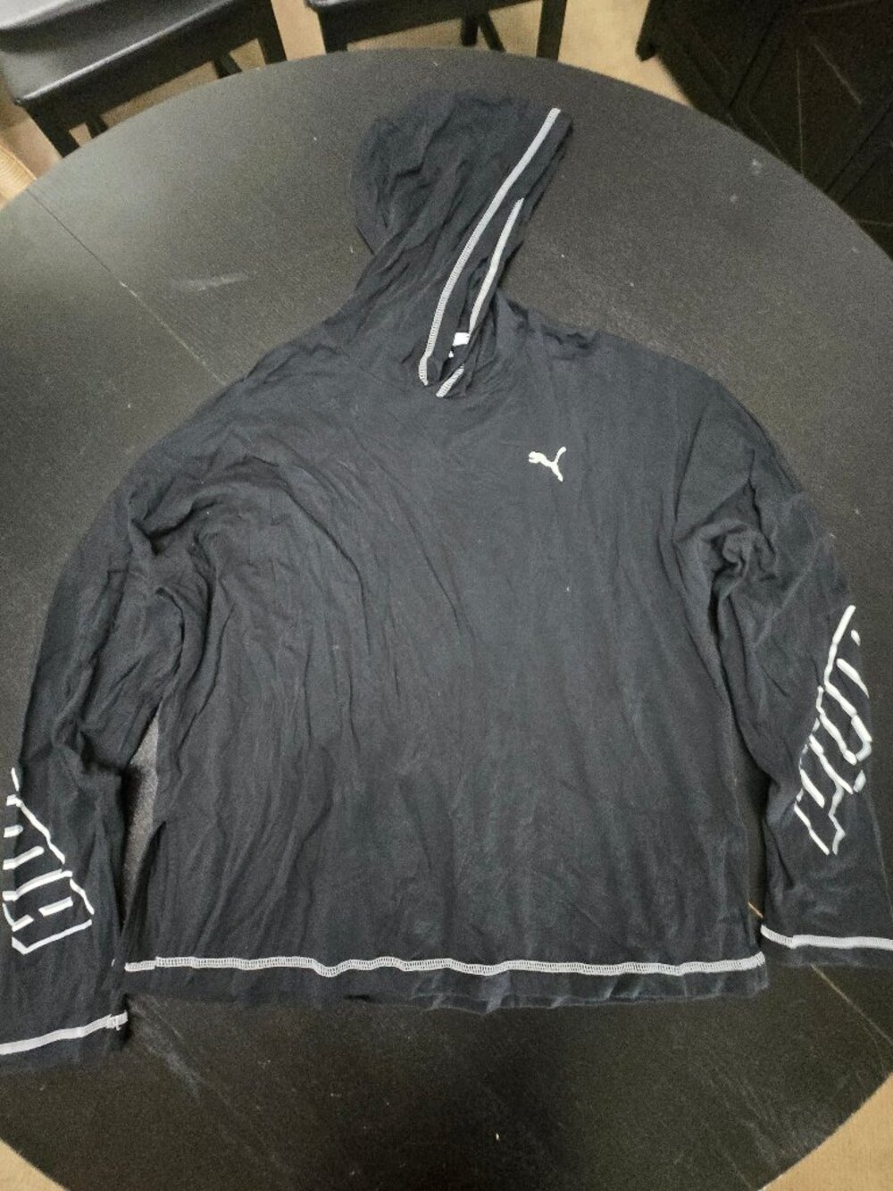 Puma Women's Black Lightweight Pullover Hoodie Sleeve Logo Size L